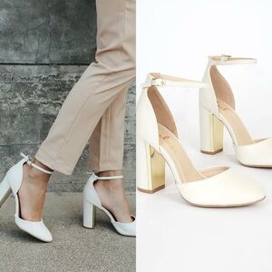 Lulus Laura Off White Ankle Strap Heels